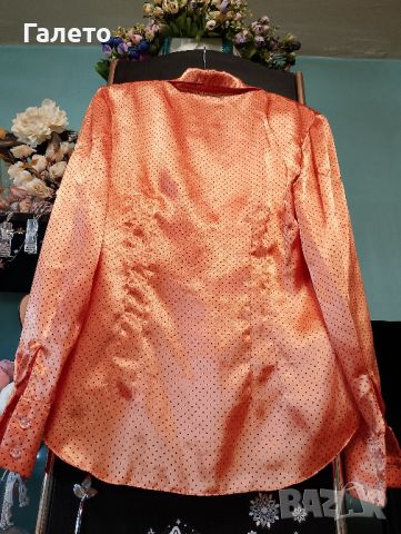 Сатенена риза оранжева , снимка 4 - Ризи - 45717452