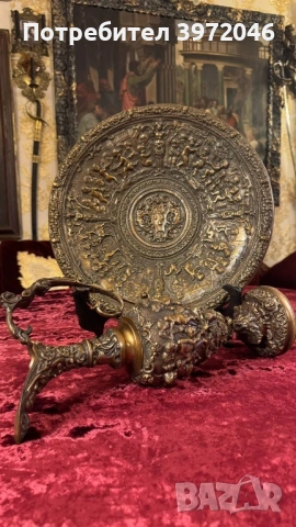 Бронзова кана и масивен поднос , снимка 4 - Антикварни и старинни предмети - 53922316