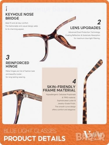 Нови Стилни компютърни очила против синя светлина за офис и нощна работа, снимка 2 - Слънчеви и диоптрични очила - 52002964