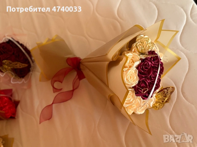 Сатенен букет 60 см за рожден ден, снимка 3 - Подаръци за жени - 53799188