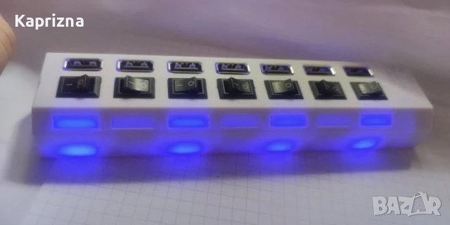 USB HUB 7-портов, с индивидуални ключета и светодиоди, снимка 3 - Кабели и адаптери - 42984395
