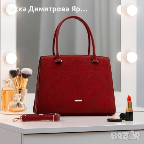 Елегантна дамска чанта с релефен дизайн – стил и практичност в едно, снимка 4 - Чанти - 51725786