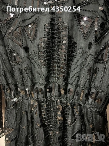 Изискана Черна Рокля с Бляскави Декорации, снимка 5 - Рокли - 50817194