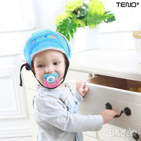 Противоударна каска за глава за дете, регулируема и противохлъзгащи наколенки