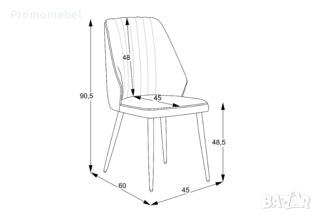 Трапезен стол светло сив, снимка 2 - Столове - 54289347