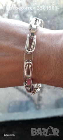 Сребърна Гривна Кралска плетка-32грама.🇧🇬, снимка 4 - Гривни - 52834904