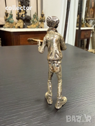 Италианска сребърна фигура на музикант. №8008, снимка 4 - Антикварни и старинни предмети - 53946331