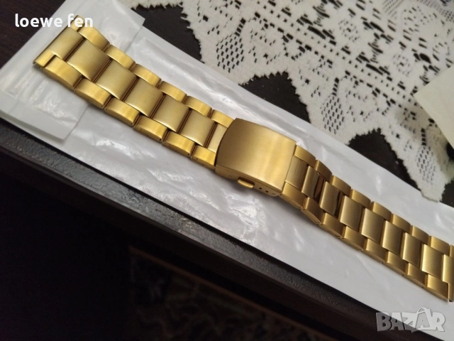 Верижка за часовник стомана златиста злато 24 мм!, снимка 2 - Мъжки - 53063597