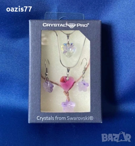 Бижута с кристали SWAROVSKI. Колиета 2 бр. по € 18/бр. и к-т колие и обици за € 14, гривна подарък