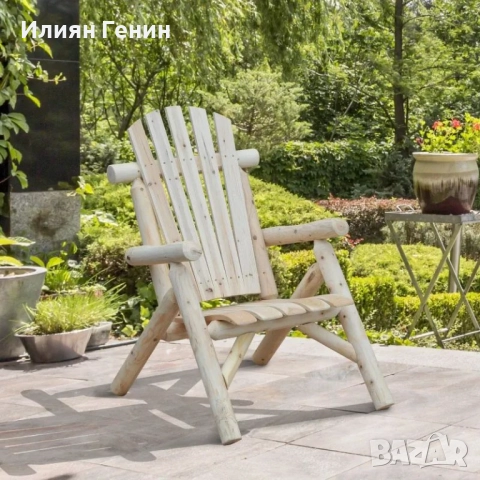 Градински стол Outsunny Adirondack, дървен стол , снимка 12 - Градински мебели, декорация  - 52033550