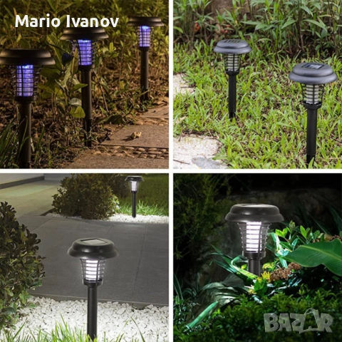 Соларна лампа против комари за открито – комплект 2 броя с UV защита и декоративно осветление, снимка 3 - Декорация за дома - 53043336
