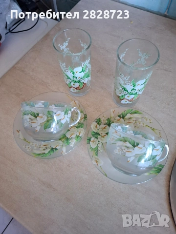 сервиз за кафе-чай и чаши за безалкохолно, снимка 2 - Сервизи - 54113836