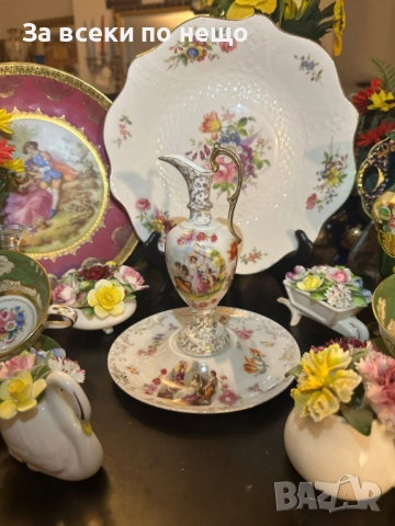 Ваза ръчно изрисувани със сцени от митологията и великолепни дрезденски цветя и букети Код P1634, снимка 4 - Декорация за дома - 52924710