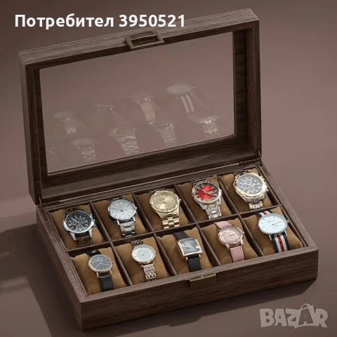Дървена кутия за съхранение на 3, 6, 10 или 12 часовника, часовници, снимка 5 - Други - 53057540