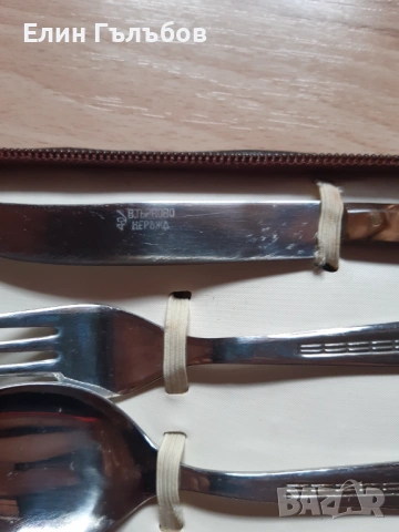 Комплект-вилици,лъжици и нож "ВТ" в стилен несесер,ретро, снимка 4 - Антикварни и старинни предмети - 53258109