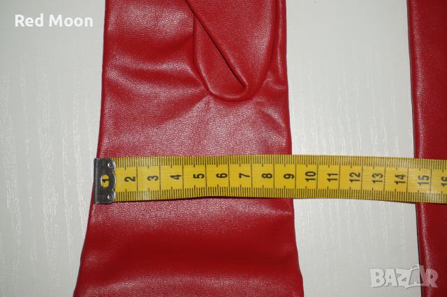 Дълги Червени Ръкавици От Изкуствена Кожа Размер S , снимка 16 - Ръкавици - 45483312