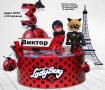Картонена торта на тема "Калинката и черният котарак", снимка 1