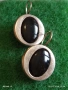 Класически модел сребърни обеци с овални елементи инкрустирани с черен ОНИКС 71441, снимка 3