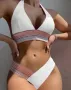Моден дамски бански костюм с цветни блокчета и ленти, 5цвята , снимка 5