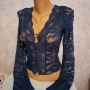 Болеро синъо от дантела, снимка 1