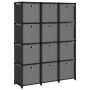 vidaXL Рафт с 12 кубични отделения с кутии, черен, 103x30x141 см, плат(vSKU:322615
