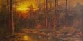 Питър Тенсли Peter Tensley (американец) „Горско езеро“ Голяма маслена картина върху платно, снимка 2