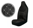 Комплект 2+1 универсална тапицерия за предни седалки на бус - текстил, черна, снимка 2
