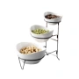Комплект 3 керамични купи за ядки на три нива с метална стойка, снимка 4