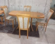 Комплект масивна разтегателна маса с 4 стола, снимка 1