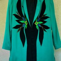 Прекрасно дизайнерско сако коприна и кожа, снимка 10 - Сака - 37170837