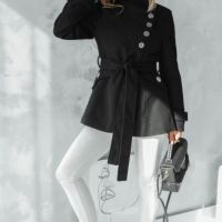 Елегантно палто с копчета в черно  , снимка 3 - Палта, манта - 45414750