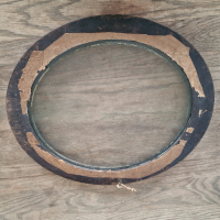 Стара елипсовидна  резбована дървена рамка със стъкло  за картина или гоблен, снимка 3 - Гоблени - 44966404