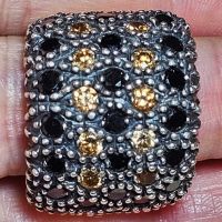 Сребърен пръстен с Цитрини и Черни Оникси, снимка 1 - Пръстени - 45446513