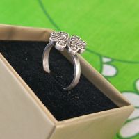 красив сребърен пръстен детелина, снимка 3 - Пръстени - 45469215