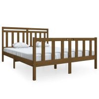 vidaXL Рамка за легло меденокафяво 150x200 cм King Size дърво масив（SKU:3100966, снимка 1 - Спални и легла - 45496030