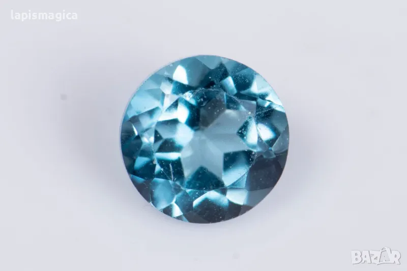 Топаз лондонско синьо 0.33ct 4mm кръгла шлифовка #6, снимка 1