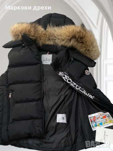 Дамски елек MONCLER  качулка естествен косъм, снимка 1