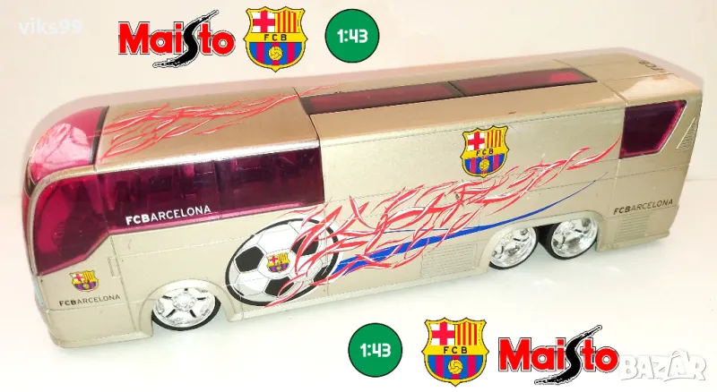 FC Barcelona Team Bus Maisto - Мащаб 1:43, снимка 1