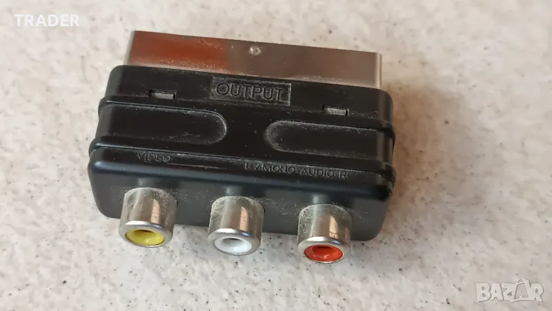 Аудио видео конектор преход SCART мъжки RCA за PS1 PS2 PS3, снимка 1