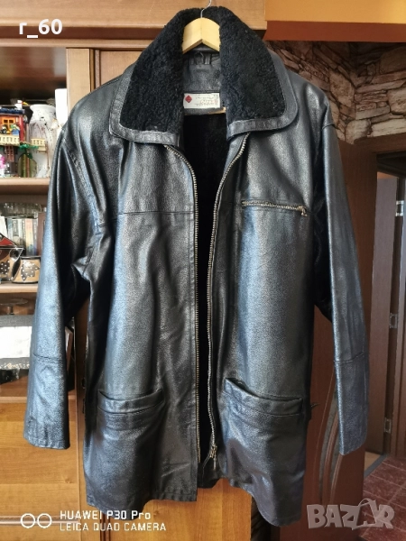 Мъжко естествена кожа яке.Много запазено.Подплатата е от агнешка кожа и се сваля както и яката., снимка 1