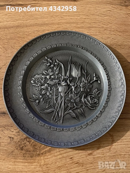 Калаена ретро чиния за стена.1950-1970 г. Германия , снимка 1