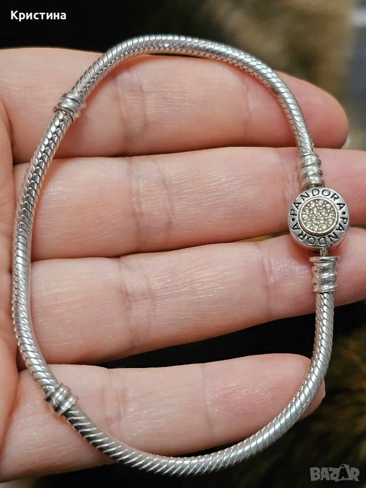 Нова сребърна гривна тип Пандора, снимка 1