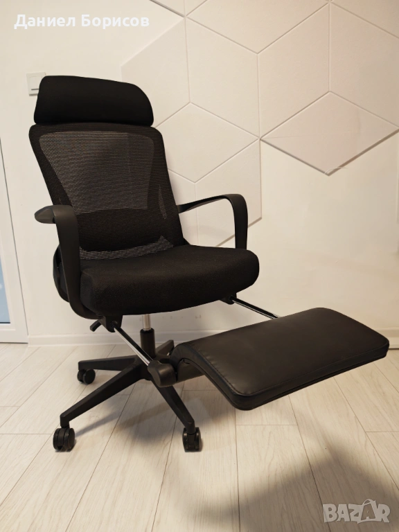 Директорски ергономичен стол RFG Enjoy HB – с Релакс функция и Поставка за крака (Черен), снимка 1