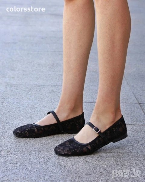 Равни обувки - черна дантела - LR90

, снимка 1