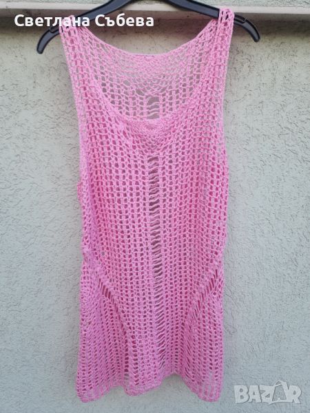 Розова плажна рокля мрежа , снимка 1
