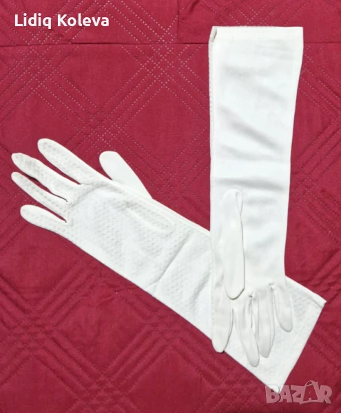 Бели дамски ръкавици, снимка 1