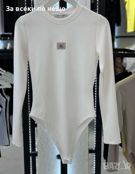 Calvin Klein Дамско Бяло Памучно Боди С Дълъг Ръкав Келвин Клайн Код I_80, снимка 1