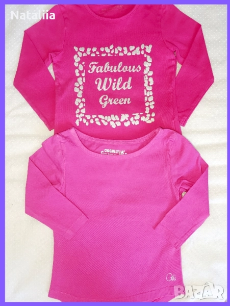 Ярки тениски с дълъг ръкав за момиче 2 г. / 86 — 2 бр.Orchestra, от Франция, снимка 1