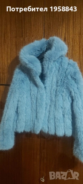 Синьо пухкаво палто, снимка 1
