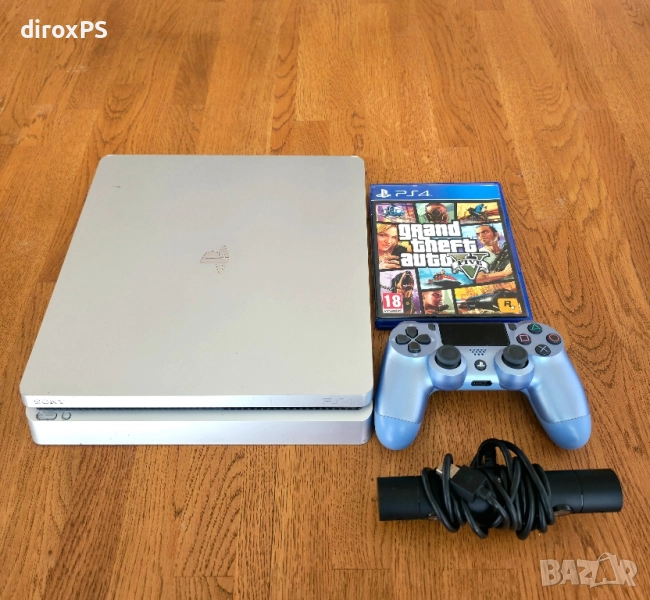 PlayStation4 / PS4 Slim Silver | Sony камера + GTA V, снимка 1